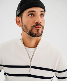 pull en coton avec col montant zippe homme blanc pullsK715401_4