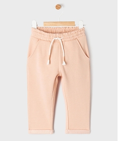 GEMO Pantalon en maille avec taille élastique et revers bébé fille Rose