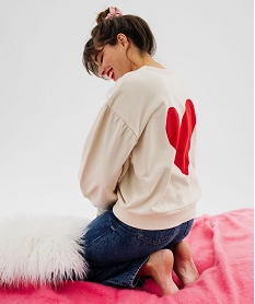 GEMO Sweat oversize avec manches froncées femme Beige