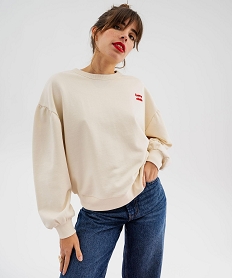 sweat oversize avec manches froncees femme beige sweatsK719701_2