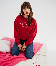 sweat oversize avec manches froncees femme rouge standard sweatsK720701_2