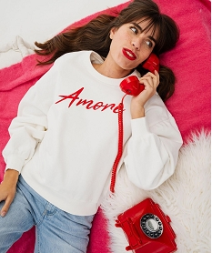 sweat oversize avec manches froncees femme beige sweatsK721101_2