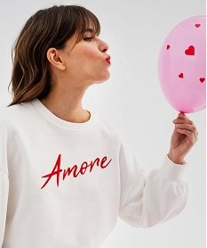 sweat oversize avec manches froncees femme beige sweatsK721101_3