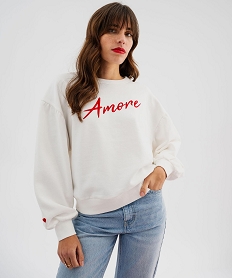 sweat oversize avec manches froncees femme beige sweatsK721101_4