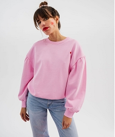 sweat oversize avec manches froncees femme rose sweatsK721901_2