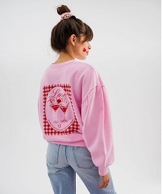 sweat oversize avec manches froncees femme rose sweatsK721901_3