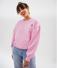 sweat oversize avec manches froncees femme rose sweatsK721901_4