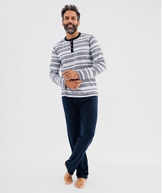 GEMO Pyjama en jersey de coton à col tunisien homme Bleu