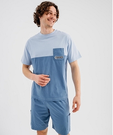 GEMO Pyjashort en jersey de coton bicolore homme - Roadsign bleu standard