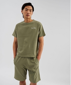 GEMO Pyjashort uni en maille piquée homme vert standard