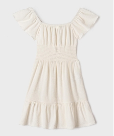 GEMO Robe à manches courtes avec col Bardot fille blanc standard