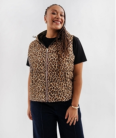 GEMO Doudoune sans manches à capuche réversible femme grande taille noir standard