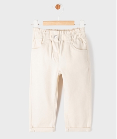 GEMO Pantalon en coton avec ceinture ajustable bébé fille Beige