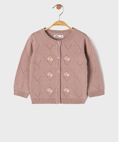 GEMO Gilet à col rond en maille fantaisie bébé fille Violet