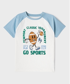 GEMO Tee-shirt manches courtes à motif sportif garçon blanc standard