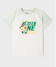 GEMO Tee-shirt manches courtes raglan imprimé tennis garçon blanc standard