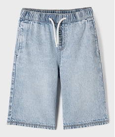 GEMO Bermuda en jean large à taille élastiquée garçon Bleu
