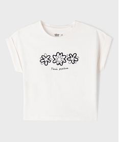 GEMO Tee-shirt manches courtes coupe oversize fille blanc standard