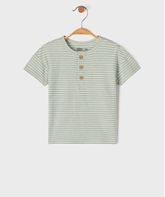 GEMO Tee-shirt rayé à manches courtes et col tunisien bébé garçon Vert