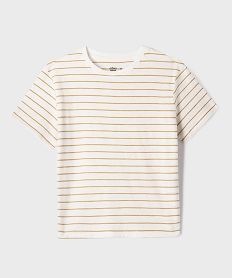GEMO Tee-shirt manches courtes à rayures garçon Blanc