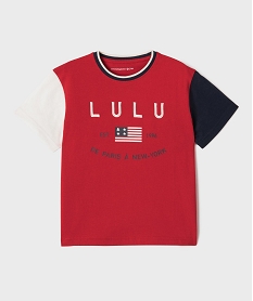 GEMO Tee-shirt manches courtes tricolore coupe oversize garçon - LuluCastagnette rouge standard