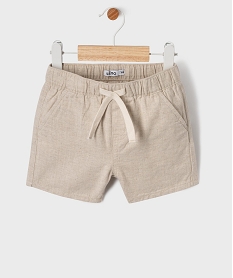 GEMO Short en coton et lin avec ceinture ajustable bébé garçon beige chine