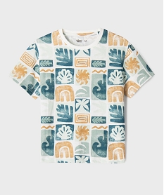 GEMO Tee-shirt manches courtes en jersey de coton imprimé all over garçon Bleu