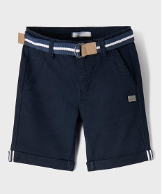 GEMO Bermuda chino avec taille ajustable et ceinture garçon - LuluCastagnette Bleu