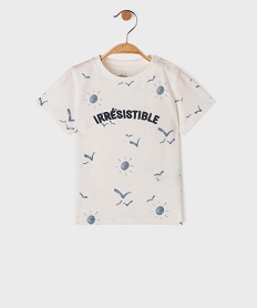 GEMO Tee-shirt manches courtes avec motifs et inscription bébé garçon Blanc