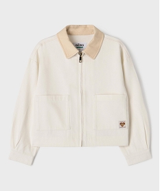 GEMO Veste zippée en toile de coton fille blanc standard