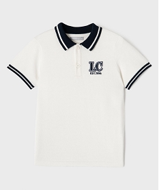 GEMO Polo manches courtes en maille tricotée garçon - LuluCastagnette blanc standard