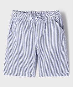 GEMO Short rayé en maille gaufrée garçon Bleu