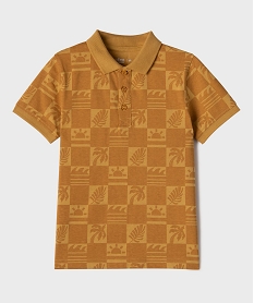 GEMO Polo manches courtes en jersey de coton motif feuillage garçon Jaune