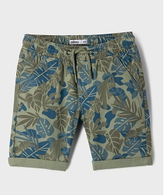 GEMO Bermuda en twill de coton imprimé tropical garçon Vert