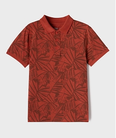 GEMO Polo manches courtes en jersey de coton motif feuillage garçon Rouge