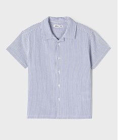 GEMO Chemise manches courtes en seersucker rayé garçon Bleu