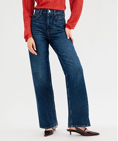 GEMO Jean wide leg taille haute femme Bleu