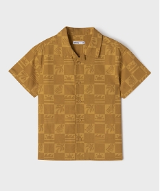 GEMO Chemise à manches courtes en coton texturé et imprimé garçon Jaune