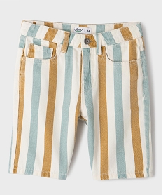 GEMO Bermuda skater en coton délavé et rayé garçon Beige