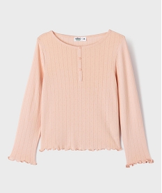 GEMO Tee-shirt manches longues finitions froncées fille Rose