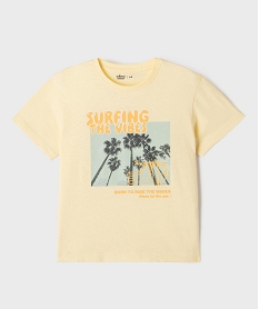 GEMO Tee-shirt manches courtes en jersey de coton imprimé estival garçon Jaune