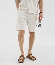 GEMO Bermuda en maille de coton texturée homme Beige