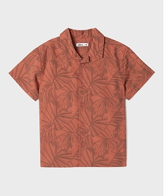 GEMO Chemise à manches courtes en coton texturé et imprimé garçon Rouge