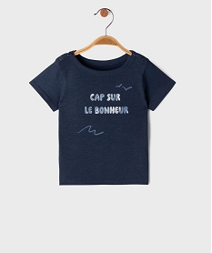 GEMO Tee-shirt manches courtes col bateau avec inscription bébé garçon Bleu