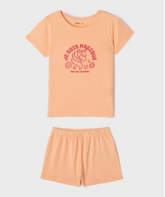 GEMO Pyjashort en jersey de coton imprimé fille orange vif