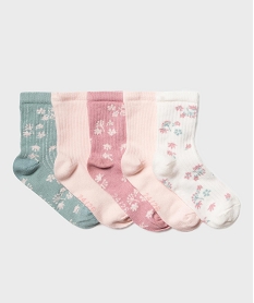 GEMO Chaussettes assorties à motifs fille (lot de 5) Rose