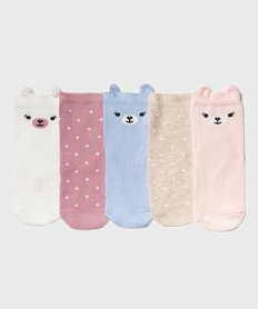GEMO Chaussettes à pois et motif ourson bébé fille (lot de 5) Rose