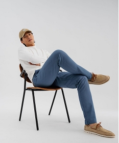 GEMO Pantalon chino coupe slim en toile de coton stretch au coloris unique homme bleu standard