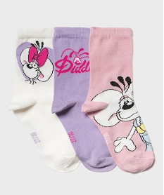 GEMO Chaussettes à motifs girly fille (lot de 3) - Diddl rose standard