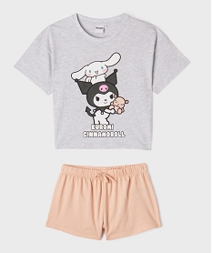 GEMO Pyjashort en jersey de coton imprimé haut loose fille - Kuromi Gris